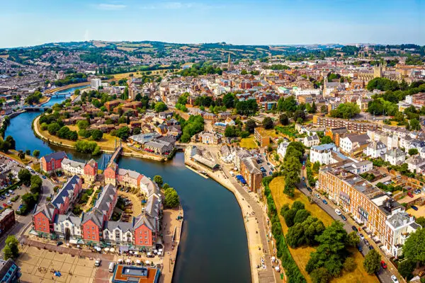 Aerial view of Exeter in summer day, UK